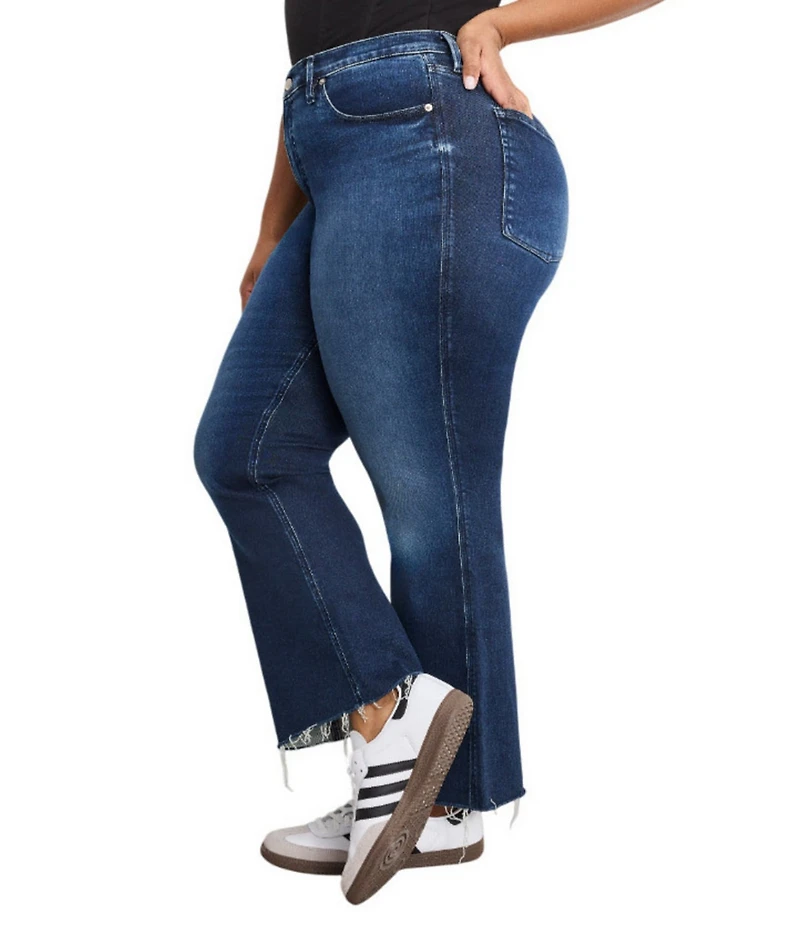 Good American Plus Size Soft Tech Good Standard Kick Flare High Rise Denim Jean