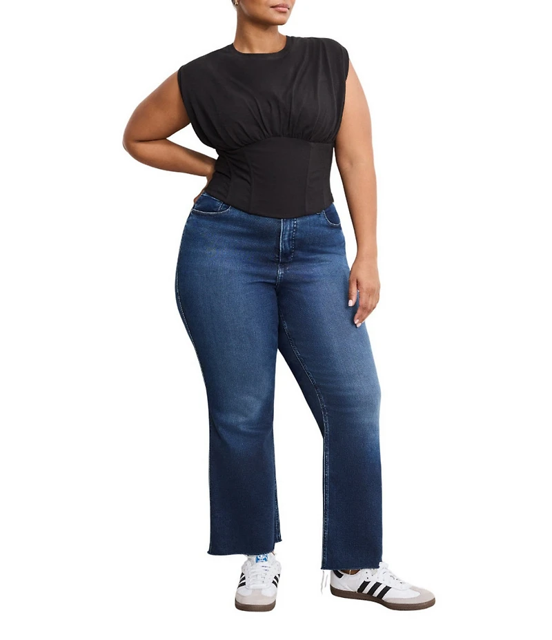 Good American Plus Size Soft Tech Good Standard Kick Flare High Rise Denim Jean