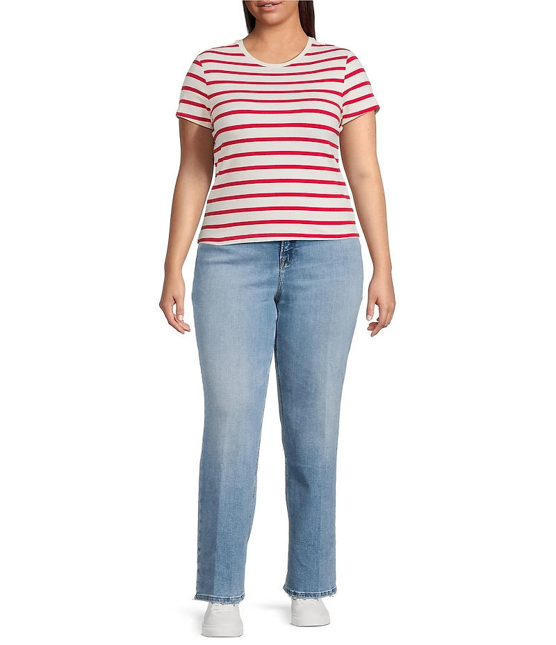 Good American Plus Size Soft Tech Good True Straight Leg High Rise Denim Jeans