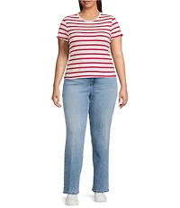 Good American Plus Size Soft Tech Good True Straight Leg High Rise Denim Jeans