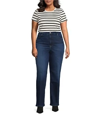 Good American Plus Size Soft Tech Good True Straight Leg High Rise Denim Jeans