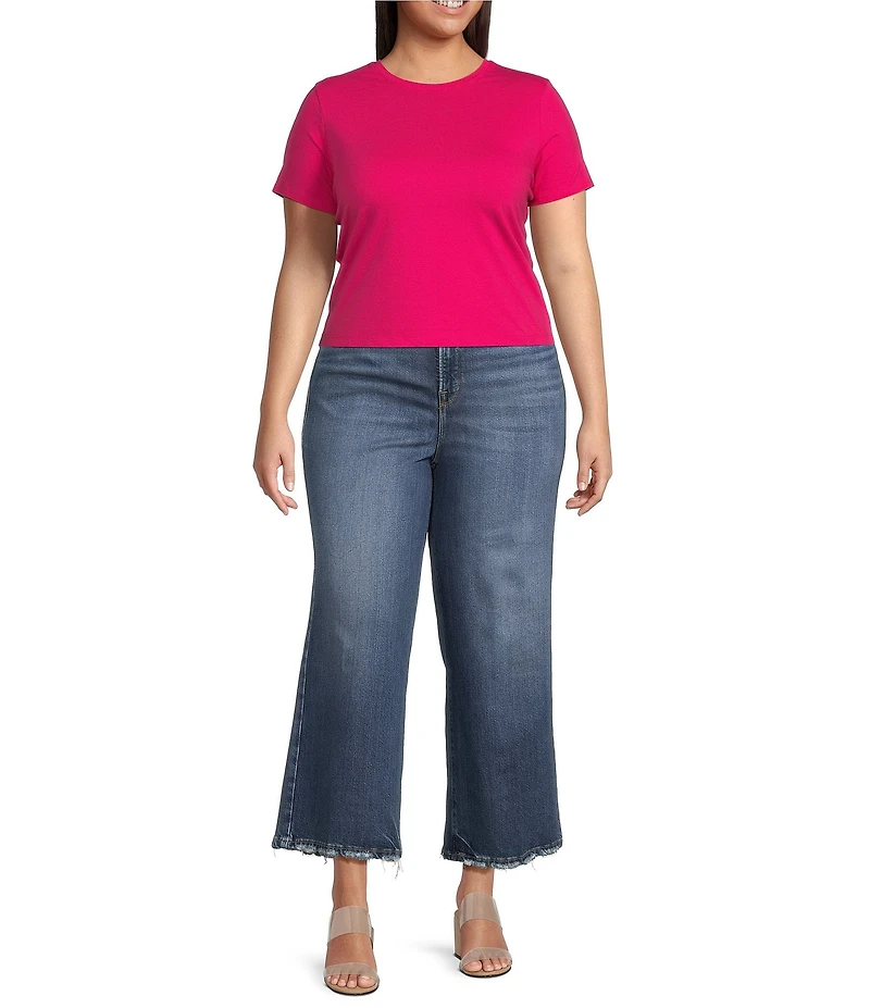 Good American Plus Size Soft Tech Good Waist High Rise Cropped Palazzo Jeans
