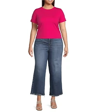 Good American Plus Size Soft Tech Good Waist High Rise Cropped Palazzo Jeans