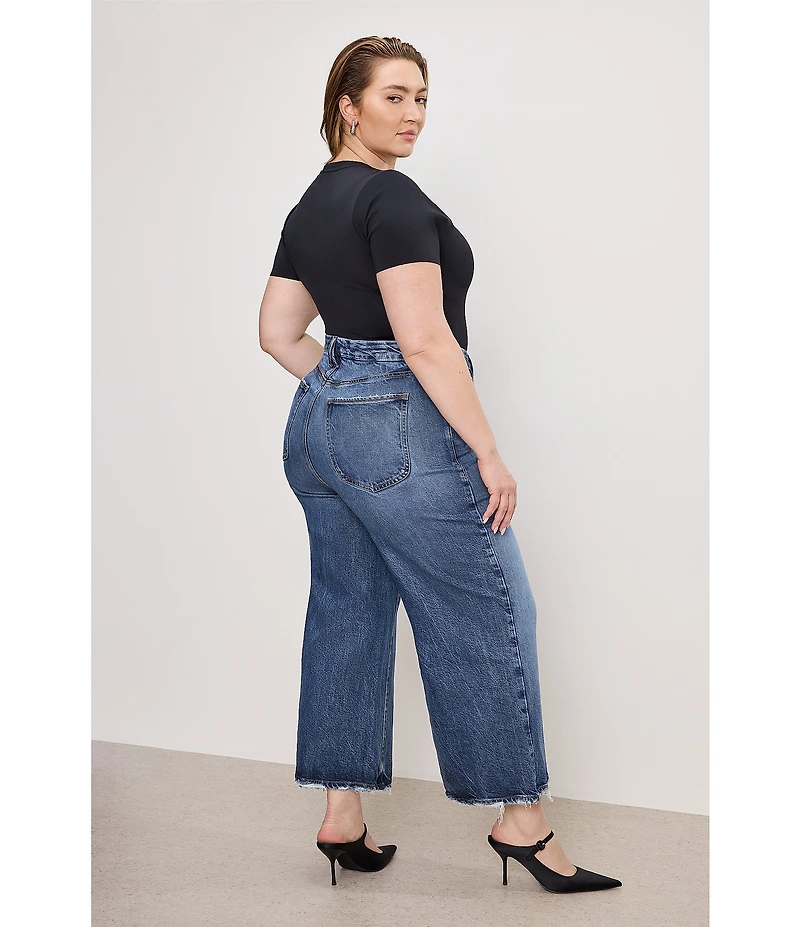 Good American Plus Size Soft Tech Good Waist High Rise Cropped Palazzo Jeans
