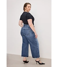 Good American Plus Size Soft Tech Good Waist High Rise Cropped Palazzo Jeans