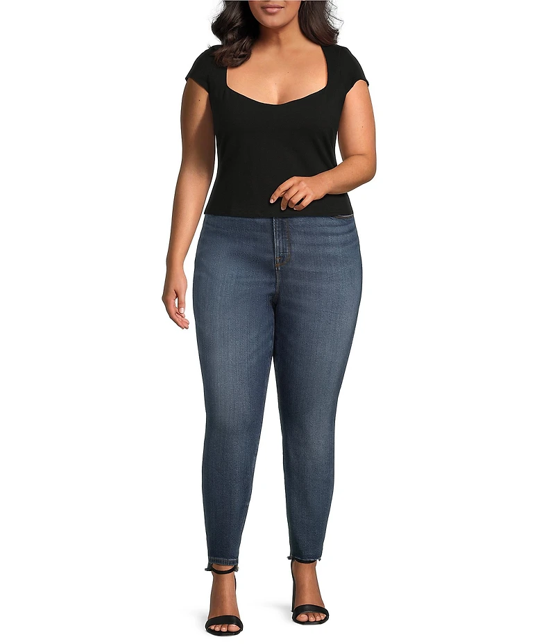 Good American Plus Size Soft Tech Good Waist High Rise Skinny Cropped Jeans