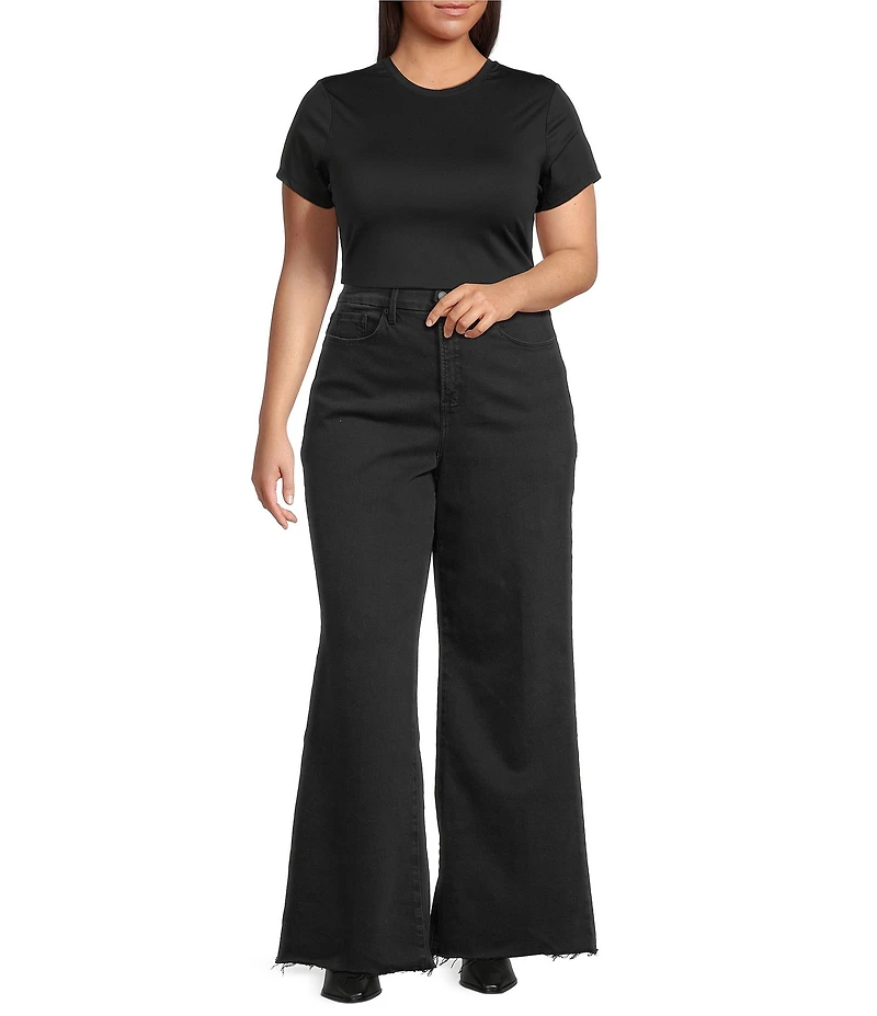 Good American Plus Size Soft Tech Good Waist High Rise Wide Leg Denim Jeans