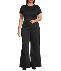 Good American Plus Size Soft Tech Good Waist High Rise Wide Leg Denim Jeans