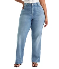 Good American Plus Size Soft Tech High Rise Good True Straight Leg Denim Jeans