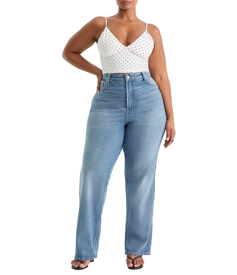 Good American Plus Size Soft Tech High Rise Good True Straight Leg Denim Jeans