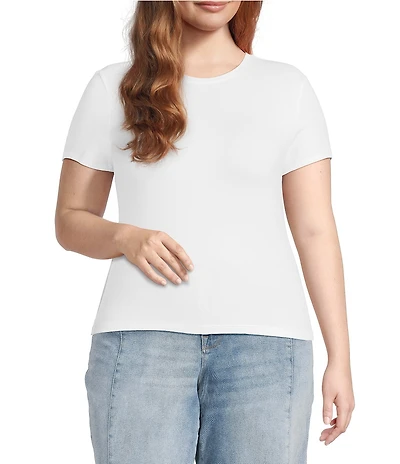 Good American Plus Size Super Stretch Crew Neck Short Sleeve Baby Tee