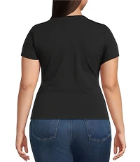 Good American Plus Size Super Stretch Crew Neck Short Sleeve Baby Tee