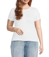 Good American Plus Size Super Stretch Crew Neck Short Sleeve Baby Tee
