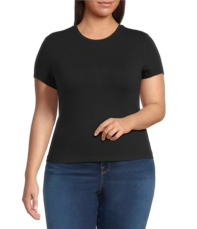 Good American Plus Size Super Stretch Crew Neck Short Sleeve Baby Tee