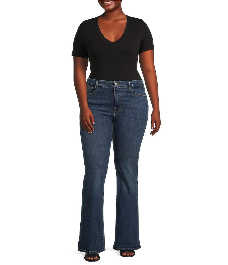 Good American Plus Size Super Stretch Deep V-Neck Short Sleeve Bodysuit
