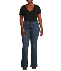 Good American Plus Size Super Stretch Deep V-Neck Short Sleeve Bodysuit