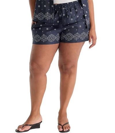 Good American Plus Size The Recess Bandana Print Mid-Rise Coordinating Shorts