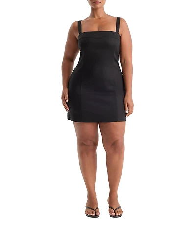 Good American Plus Size The Structured Square Neck Sleeveless Mini Dress