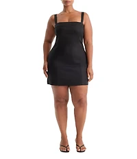 Good American Plus Size The Structured Square Neck Sleeveless Mini Dress