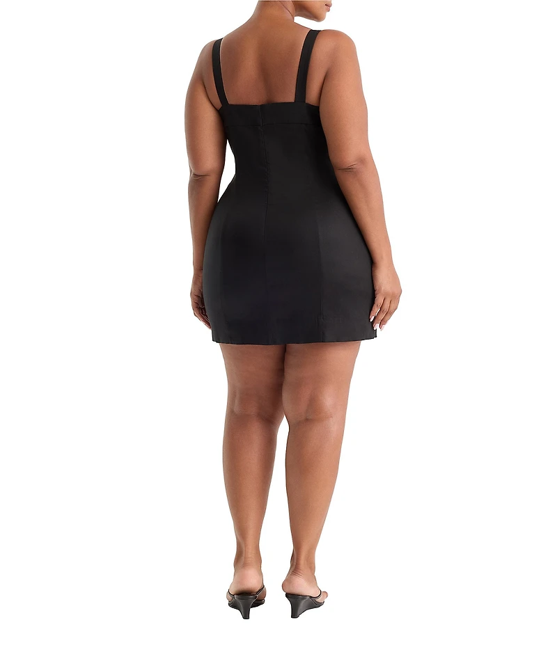 Good American Plus Size The Structured Square Neck Sleeveless Mini Dress