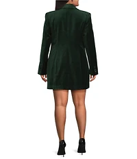 Good American Plus Size Velvet Exec Double Breasted Mini Blazer Dress