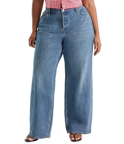 Good American Plus Size Vintage Wide Leg High Rise Denim Jeans