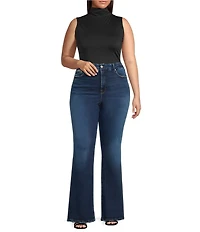 Good American Plus Size Weightless Scuba Mock Neck Sleeveless Bodysuit