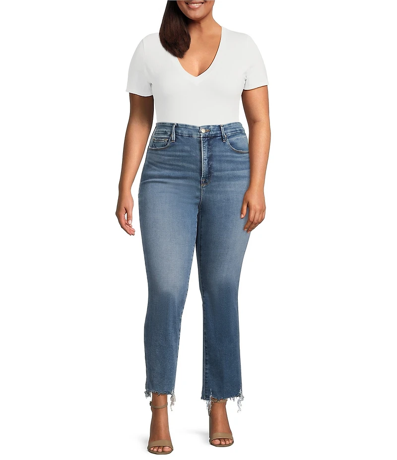 Good American Plus Soft Tech Good Legs Straight Jeans