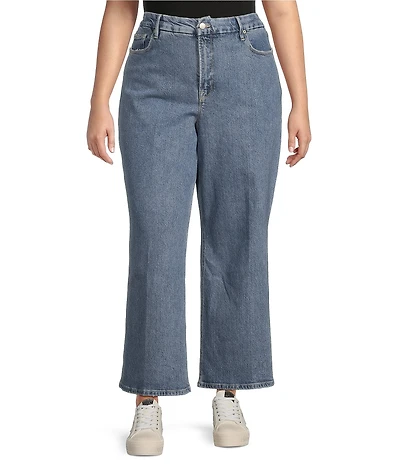 Good American Plus Soft Tech Good Skate Cropped Wide Leg Jeans