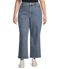 Good American Plus Soft Tech Good Skate Cropped Wide Leg Jeans