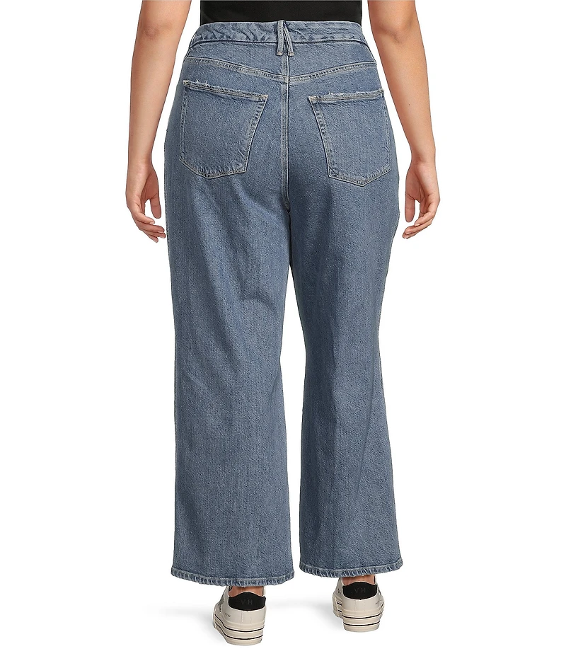Good American Plus Soft Tech Good Skate Cropped Wide Leg Jeans