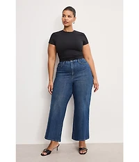 Good American Plus Soft Tech Good Waist High Rise Palazzo Cropped Jeans