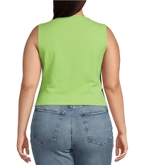 Good American Plus Super Stretch Boat Neck Sleeveless Tank