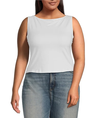 Good American Plus Super Stretch Boat Neck Sleeveless Tank