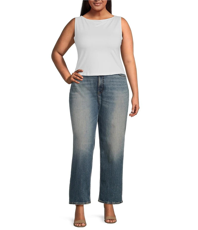 Good American Plus Super Stretch Boat Neck Sleeveless Tank