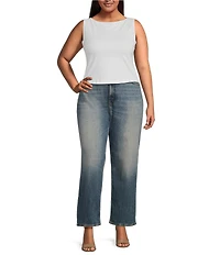 Good American Plus Super Stretch Boat Neck Sleeveless Tank