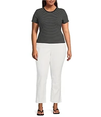 Good American Plus Super Stretch Stipe Crew Neck Short Sleeve Baby Tee