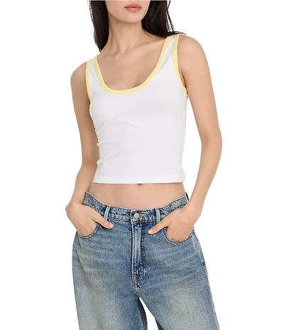 Good American Scoop Neck Sleeveless Super Stretch Ringer Tank Top