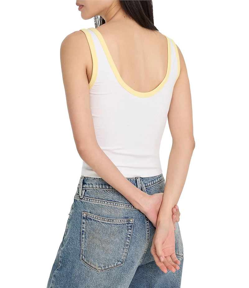 Good American Scoop Neck Sleeveless Super Stretch Ringer Tank Top