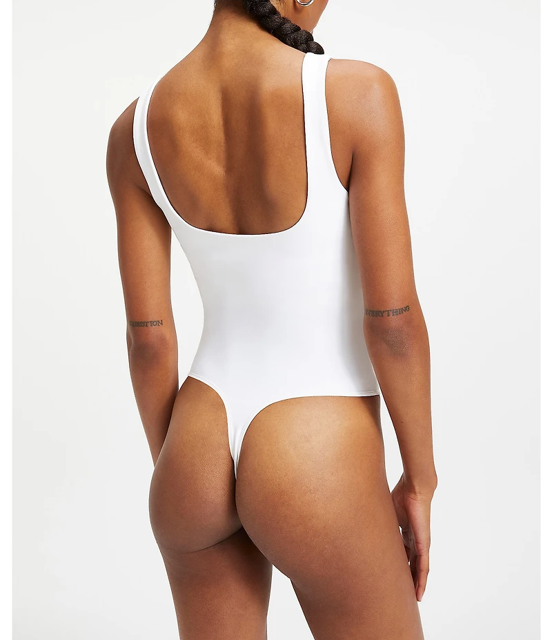 Good American Scuba Knit Modern Square Neck Sleeveless Wide Strap Tank Bodysuit