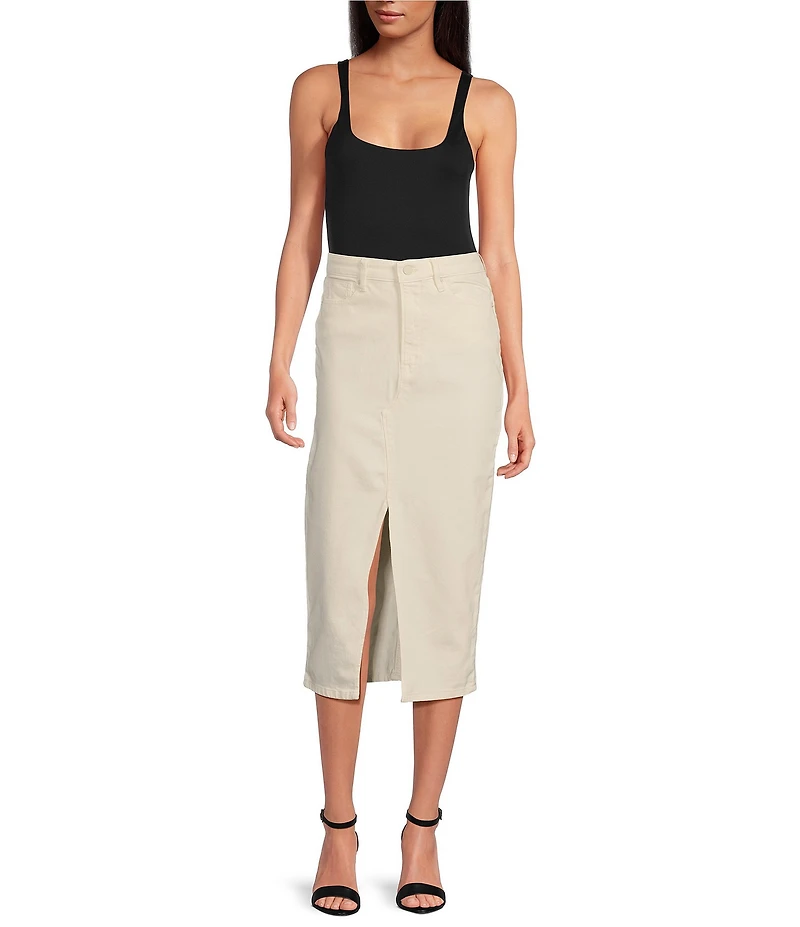 Good American Scuba Knit Modern Square Neck Sleeveless Wide Strap Tank Bodysuit