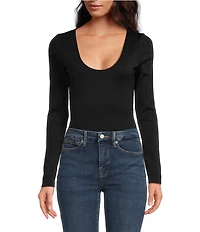 Good American Scuba Scoop Neck Long Sleeve Bodysuit