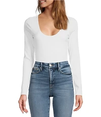 Good American Scuba Scoop Neck Long Sleeve Bodysuit