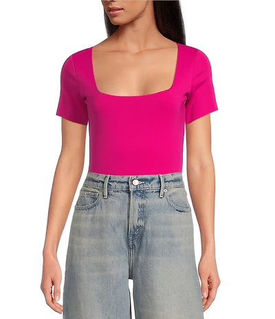 Good American Sculpting Square Neck Short Sleeve Bodysuit