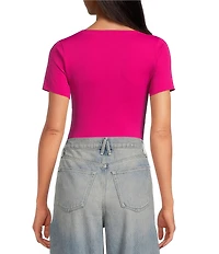 Good American Sculpting Square Neck Short Sleeve Bodysuit