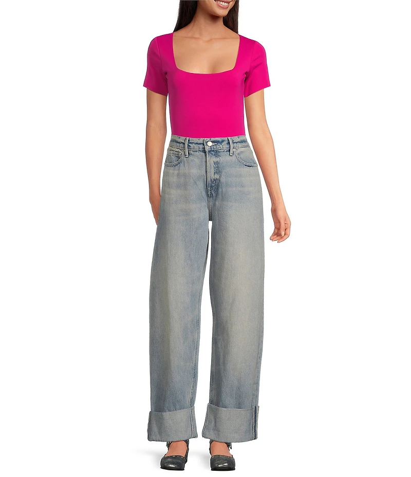 Good American Sculpting Square Neck Short Sleeve Bodysuit