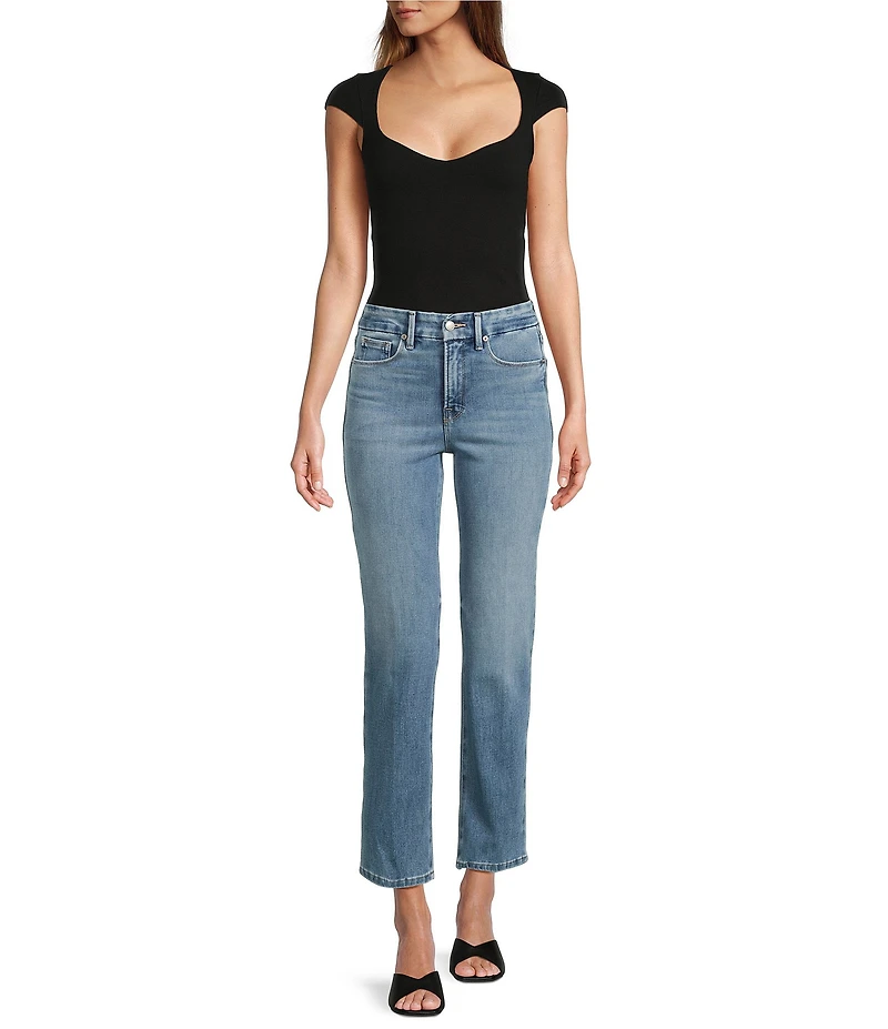 Good American Soft Tech Good Legs Mid Rise Straight Jeans