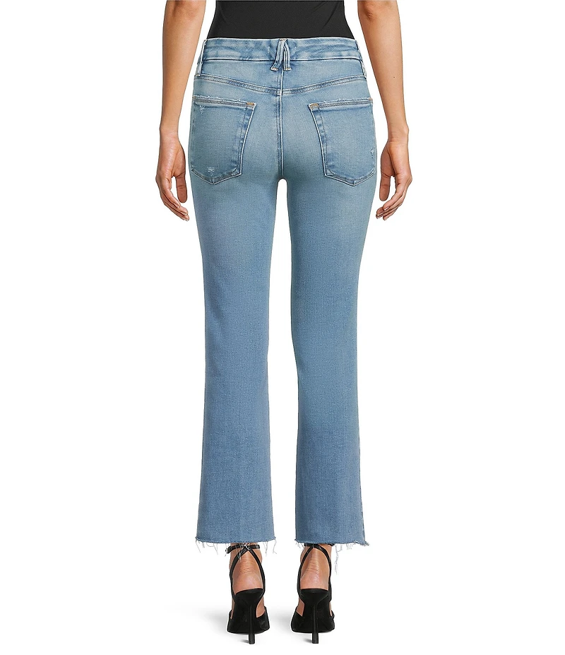 Good American Soft Tech Good Legs Mid Rise Straight Leg Raw Hem Jeans