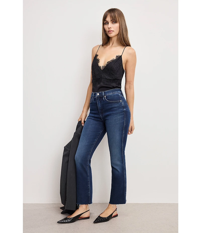 Good American Soft Tech Good Standard Kick Flare High Rise Denim Jeans