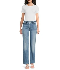 Good American Soft Tech Good True High-Rise Straight Leg Denim Jeans
